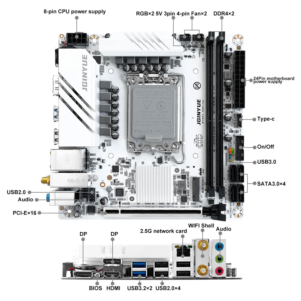JGINYUE B760 Motherboard LGA 1 - огляд і ціна Lga1700 Itx Motherboard Ddr5